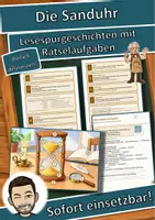 Vorschau - Stationenlernen - Die Sanduhr – Lesespurgeschichte mit Rätselaufgaben (Klasse 8) - Deckblatt