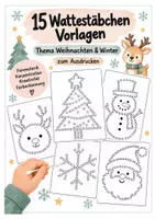 Vorschau - Arbeitsblätter - Weihnachten Bastelpaket – 25 Vorlagen | Pappteller basteln & Wattestäbchen-Bilder - Seite 1
