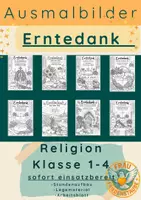 Vorschau - Arbeitsblätter - Erntedank- 8 Ausmalbilder für den Religionsunterricht - Deckblatt