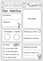 Vorschau - Arbeitsblätter - Unsere 8 Planeten - Steckbriefe ausüllen - Deckblatt