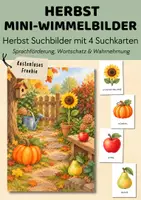 Vorschau - Spiele - Herbst Wimmelbilder Freebie mit 2 Suchbildern & 4 Suchkarten | Suchspiel Sprachförderung, Wortschatz & Wahrnehmung für Kita & Vorschule - Seite 1