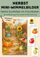 Vorschau - Spiele - Herbst Wimmelbilder Freebie mit 2 Suchbildern & 4 Suchkarten | Suchspiel Sprachförderung, Wortschatz & Wahrnehmung für Kita & Vorschule - Deckblatt
