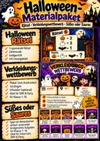 Vorschau - Arbeitsblätter - 🍂 Halloween-Materialpaket – Herbst-Special 🎃 | Rätsel, Verkleidungswettbewerb & Süßes oder Saures | Spiele & Aktionen | Klasse 1–10 | SMV & Halloween-Party - Deckblatt