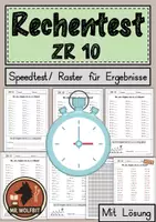 Vorschau - Arbeitsblätter - Speettest, ZR 10, Rechentest, Addition, Subtraktion - Deckblatt
