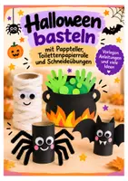 Vorschau - Arbeitsblätter - Halloween basteln für Kinder 🎃 | Großes Bastelpaket mit Pappteller, Toilettenpapierrollen & Schneideübungen - Deckblatt