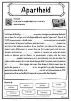 Aperçu - Inclusion - Apartheid – Fiche : texte à trous, compréhension orale et mots mêlés - Page 1