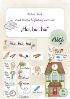 Vorschau - Bildkarten - Bild- und Instrumentenkarten zum Lied: "Hui hui hui" - Deckblatt