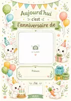 Aperçu - Matériel pour travaux manuels / dessin - Kit anniversaire lapin (déco, activité, photobooth ...) - Page 1