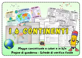 anteprima - Esercizi - KIT I CONTINENTI: Mappa Concettuale, Pagine Quaderno e Verifiche di Geografia con soluzioni per la Scuola Primaria - Pagina di copertina
