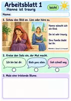 Vorschau - Arbeitsblätter - Hanna betet und dankt | Religion Klasse 1 Arbeitsblätter | Evangelische Religionslehre | 10 Arbeitsblätter als PDF - Seite 1