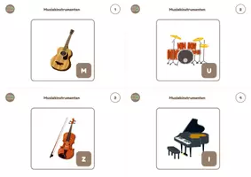 Voorbeeld - Speurtocht - Muziekinstrumenten met plaatjes (groep 1 en 2) - Pagina 1