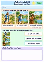 Vorschau - Arbeitsblätter - Jesus wird getauft | Religion Klasse 1 Arbeitsblätter | Evangelische Religionslehre | 10 Arbeitsblätter als PDF - Seite 3