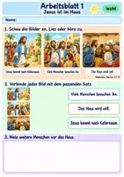 Vorschau - Arbeitsblätter - Vier Freunde bringen einen Mann zu Jesus | Religion Klasse 1 Arbeitsblätter | Evangelische Religionslehre | 10 Arbeitsblätter als PDF - Seite 1