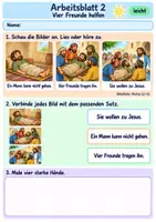 Vorschau - Arbeitsblätter - Vier Freunde bringen einen Mann zu Jesus | Religion Klasse 1 Arbeitsblätter | Evangelische Religionslehre | 10 Arbeitsblätter als PDF - Seite 2