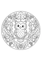 Vista previa - Manualidades / Dibujos para colorear - Mandalas de otoño con animales para colorear - página 1