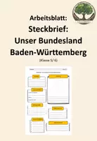 Vorschau - Arbeitsblätter - Arbeitsblatt: Steckbrief: Unser Bundesland BW - Deckblatt