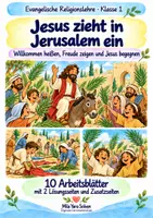 Vorschau - Arbeitsblätter - Jesus zieht in Jerusalem ein | Religion Klasse 1 Arbeitsblätter | Evangelische Religionslehre | 10 Arbeitsblätter als PDF - Deckblatt