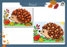 Vorschau - Mal- und Bastelvorlagen - Igel basteln im Herbst | 3D-Igel mit Papierstreifen | Herbst, Kunst, Grundschule; Klasse 1, Klasse 2, Klasse 3, Klasse 4 - Seite 2