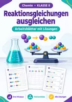 Vorschau - Arbeitsblätter - Reaktionsgleichungen Chemie Klasse 8 üben - Deckblatt