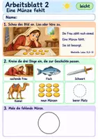 Vorschau - Arbeitsblätter - Jesus erzählt von der verlorenen Münze | Religion Klasse 1 Arbeitsblätter | Evangelische Religionslehre | 10 Arbeitsblätter als PDF - Seite 2