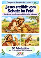 Vorschau - Arbeitsblätter - Jesus erzählt vom Schatz im Feld | Religion Klasse 1 Arbeitsblätter | Evangelische Religionslehre | 10 Arbeitsblätter als PDF - Deckblatt