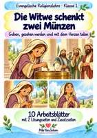 Vorschau - Arbeitsblätter - Die Witwe schenkt zwei Münzen | Religion Klasse 1 Arbeitsblätter | Evangelische Religionslehre | 10 Arbeitsblätter als PDF - Deckblatt