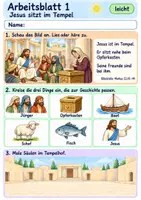 Vorschau - Arbeitsblätter - Die Witwe schenkt zwei Münzen | Religion Klasse 1 Arbeitsblätter | Evangelische Religionslehre | 10 Arbeitsblätter als PDF - Seite 1