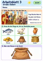 Vorschau - Arbeitsblätter - Die Witwe schenkt zwei Münzen | Religion Klasse 1 Arbeitsblätter | Evangelische Religionslehre | 10 Arbeitsblätter als PDF - Seite 3