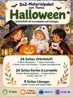 Vorschau - Arbeitsblätter - DaZ-Komplettpaket Halloween: Wortschatzübungen, Grammatikübungen, Leseverstehen & Schreiben, Selbstkontrolle, alle Lösungen, Lernkarten & Spiele – 55 Materialseiten - Deckblatt