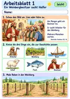 Vorschau - Arbeitsblätter - Jesus erzählt von den Arbeitern im Weinberg | Religion Klasse 1 Arbeitsblätter | Evangelische Religionslehre | 10 Arbeitsblätter als PDF - Seite 1