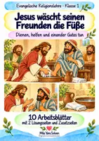 Vorschau - Arbeitsblätter - Jesus wäscht seinen Freunden die Füße | Religion Klasse 1 Arbeitsblätter | Evangelische Religionslehre | 10 Arbeitsblätter als PDF - Deckblatt