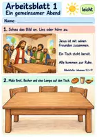 Vorschau - Arbeitsblätter - Jesus wäscht seinen Freunden die Füße | Religion Klasse 1 Arbeitsblätter | Evangelische Religionslehre | 10 Arbeitsblätter als PDF - Seite 1