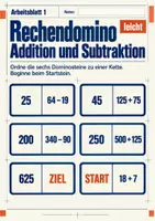 Vorschau - Arbeitsblätter - Rechendomino Addition und Subtraktion Klasse 5 Gymnasium | Mathematik Sekundarstufe I | 10 Arbeitsblätter mit Lösungen als PDF - Seite 1