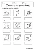 Vorschau - Arbeitsblätter - Zahlen & simultane Mengenerfassung 🍂 mit Herbstmotiven - Seite 1