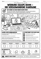 Vorschau - Arbeitsblätter - Werbung Klasse 7/8 Escape Room - Seite 1