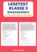 Vorschau - Stundenentwürfe - Lesetest Klasse 3 – Savannentiere | 10 Texte mit Fragen & Lösungen - Deckblatt