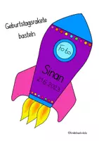 Vorschau - Mal- und Bastelvorlagen - Bastelvorlage Rakete 🚀/ Geburtstagsrakete basteln 🎈 - Deckblatt