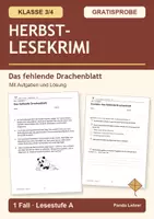 Vorschau - Arbeitsblätter - Gratis-Lesekrimi Herbst 3/4 – Drachenblatt - Deckblatt