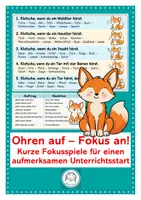 Vorschau - Poster - Ohren auf – Fokus an! Kurze Fokusspiele für einen aufmerksamen Unterrichtsstart - Deckblatt