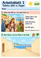 Vorschau - Arbeitsblätter - Tabita hilft vielen Menschen | Religion Klasse 1 Arbeitsblätter | Evangelische Religionslehre | 10 Arbeitsblätter als PDF - Seite 1