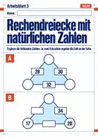 Vorschau - Arbeitsblätter - Rechendreiecke mit natürlichen Zahlen Klasse 5 Gymnasium | Mathematik Sekundarstufe I | 10 Arbeitsblätter mit Lösungen als PDF - Seite 3