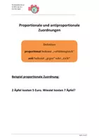 Vorschau - Fördermaterial/Inklusion - Einführung antiproportionale + proportionale Zuordnungen - Deckblatt
