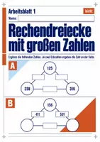 Vorschau - Arbeitsblätter - Rechendreiecke mit großen Zahlen Klasse 5 Gymnasium | Mathematik Sekundarstufe I | 10 Arbeitsblätter mit Lösungen als PDF - Seite 1