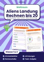 Vorschau - Arbeitsblätter - Aliens Rechnen bis 20 Klasse 1 und 2 | Arbeitsblätter Sachaufgaben | mit Lösungen - Deckblatt