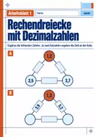Vorschau - Arbeitsblätter - Rechendreiecke mit Dezimalzahlen Klasse 5 Gymnasium | Mathematik Sekundarstufe I | 10 Arbeitsblätter mit Lösungen als PDF - Seite 1