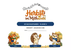 Vorschau - Arbeitsblätter - Sachaufgaben Klasse 4 Herbst – Miniheft mit 20 Textaufgaben und Lösungen - Seite 1