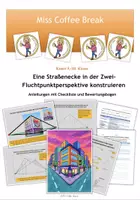 Vorschau - Unterrichtsreihen - Perspektivisch zeichnen mit zwei Fluchtpunkten - Straßenecke in der Zwei-Fluchtpunktperspektive (Kunst 9.-10. Klasse) - Deckblatt