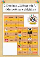 Vorschau - Spiele - 2 Dominos "Wörter mit Ä" (Merkwörter + ableitbare Wörter) - Deckblatt