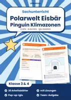 Vorschau - Arbeitsblätter - Polarwelt Sachunterricht Klasse 3 und 4 | Forscherheft Arktis & Antarktis | mit Lösungen - Deckblatt