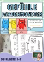 Vorschau - Arbeitsblätter - Gefühle Sachunterricht - Farbenmonster - Deckblatt